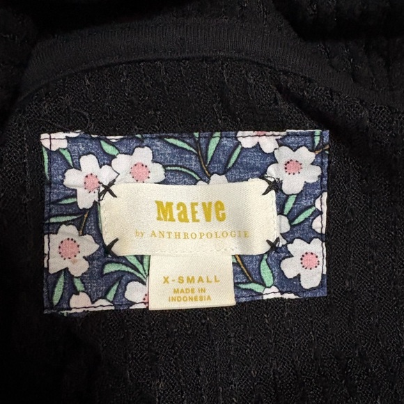 Maeve Addie‎ Ruffled Hacci Black Long Sleeve EUC Size XS - Picture 4 of 5